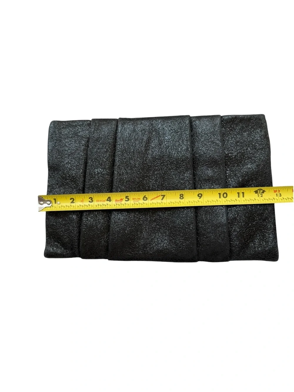 kate spade Black Textured Leather Clutch Purse Large 12”x8” Flex Spring Closure